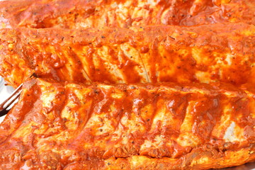 delicious spare ribs on the grill