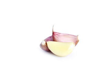 Fresh garlic isolated on white background. Clipping path