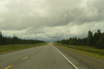 Road tripping through the beautiful landscapes of the Alaskan Highway in the Yukon territory of Northern Canada