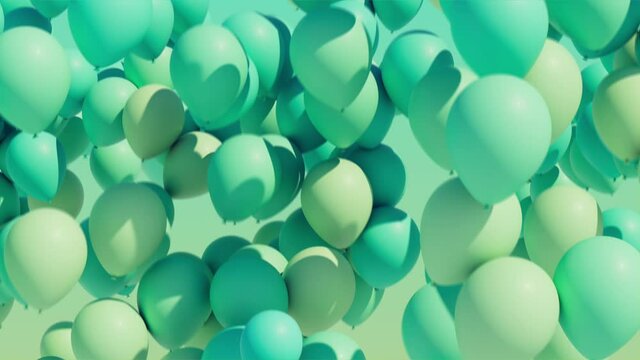 Colorful balloons rising into the in the air. Seamless loop.