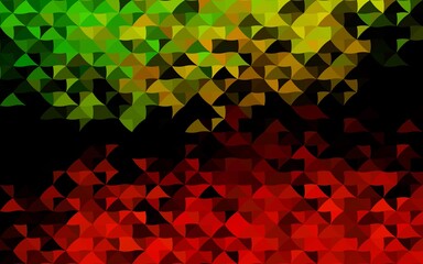 Dark Green, Red vector backdrop with lines, triangles.