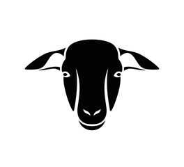 Sheep head logo. Isolated sheep head on white background