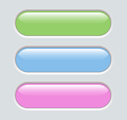 Buttons green blue and pink isolated