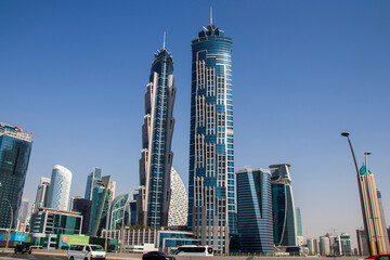 Fototapeta na wymiar Skyscrapers in district of Dubai city known as Business Bay. UAE.