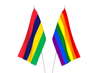 Republic of Mauritius and Rainbow gay pride flags