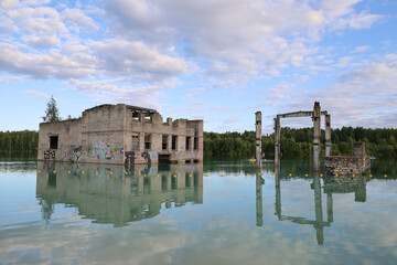 Obraz premium The ruins of the abandoned prison camp of Rummu, Estonia