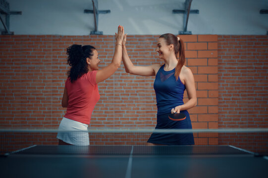 Women Wins Table Tennis Match, Ping Pong Players