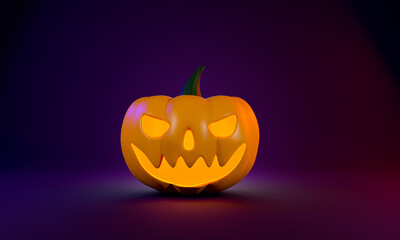 3d halloween pumpkin in background illustration background copy space