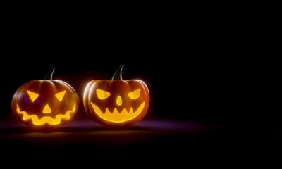 3d Halloween pumpkin in background illustration background copy space