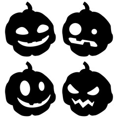 Jack set. Isolated Halloween lanterns set. Black lanterns AI.