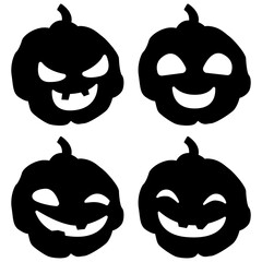 Smiling jack set. Isolated Halloween smiling lanterns set. Black smiling lanterns AI.