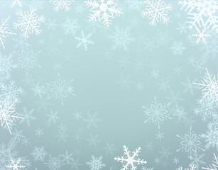 Christmas winter background with snowflakes, vector illustration.