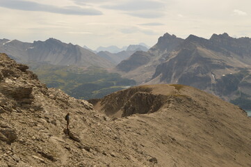 Hiking, climbing and camping on the Mount Assiniboine mountain in the Rockies between Alberta and British Columbia in Canada