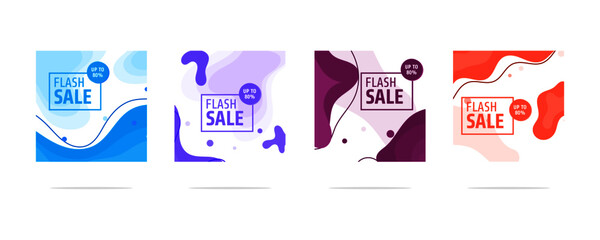 Modern abstract vector banner set. Flat geometric liquid form with various colors. Modern vector template, Template for the design of flash sale poster on social media.