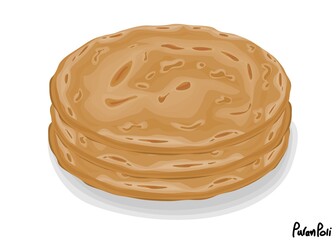 Puran poli Indian Sweets or Mithai Food Vector