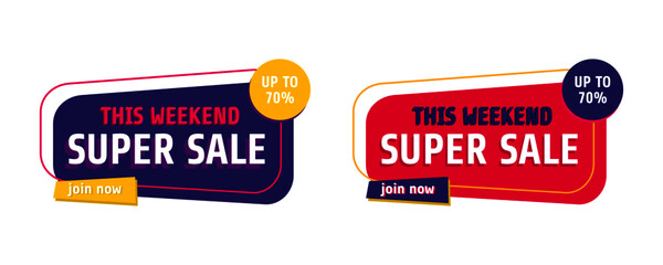 Obraz premium Set of trendy abstract banners. Flash sale poster and banner. Template ready for use in web or print design. Social media poster. Origami label vector for online shop.