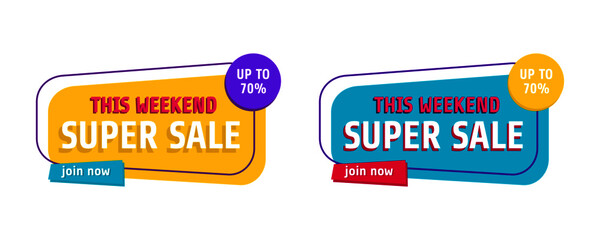 Obraz premium Set of trendy abstract banners. Flash sale poster and banner. Template ready for use in web or print design. Social media poster. Origami label vector for online shop.