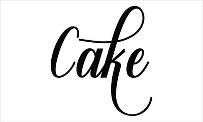 Cake Script Typography Cursive Calligraphy Black text lettering Cursive and phrases isolated on the White background for titles, words and sayings