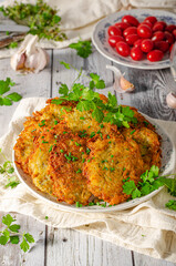 Delicious garlic potato pancakes
