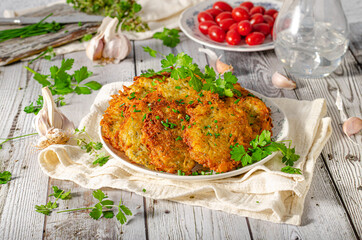 Delicious garlic potato pancakes
