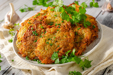 Delicious garlic potato pancakes