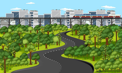 Obraz premium City with nature park landscape scene