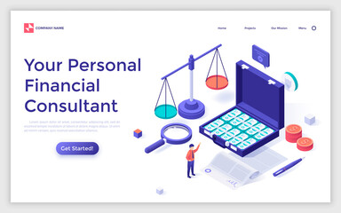 Fototapeta premium Isometric Vector Landing Page