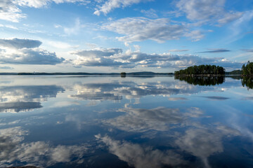 Yngen lake, Sweden, Clouds Reflection