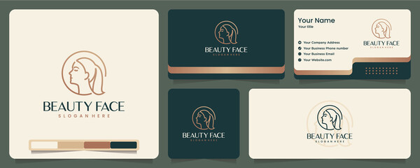 beauty face , elegant , minimalist , business card and logo design