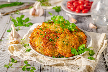Delicious garlic potato pancakes
