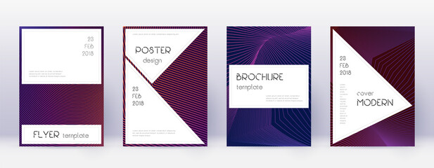 Stylish brochure design template set. Violet abstr