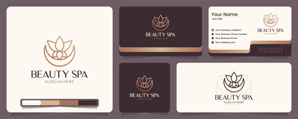 beauty flower ,lotus ,spa ,balance , business card and logo design