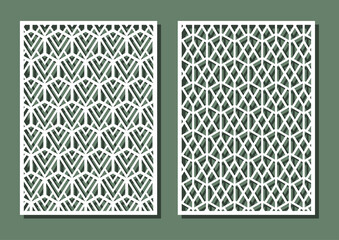Geometric shapes in gexagon seamless pattern for laser cutting. Universal greeting card, laser cut panel. Vector illustration. Rectangle A4