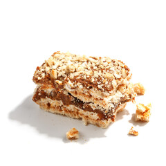 Dessert for coffee on a white background. Close-up.