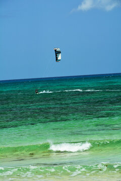kite surfing in the sea