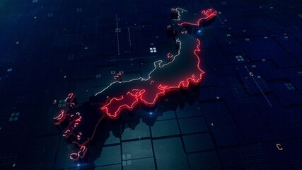 Japan map Digital background 