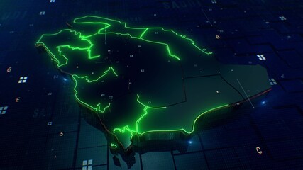 Saudi Arabia map Digital background 