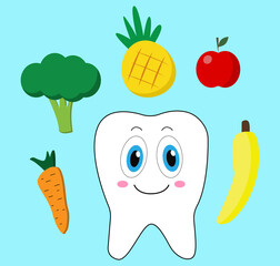 healthy food and a healthy tooth