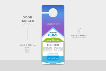Modern Door Hanger Template Design, Vector illustration, modern home sell ad Door hanger. Door hanging card template