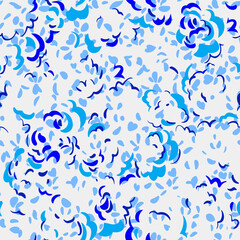 Seamless pattern made of abstract brush strokes. Curved wavy shapes forming floral botanical texture. Good for fabric, textile, fashion design.