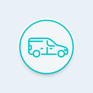 car line icon, side view, vector illustration