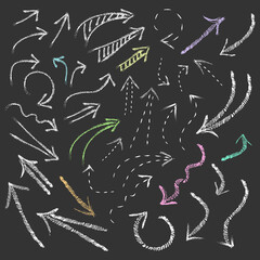 Vector chalk hand drawn arrow set