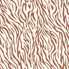 Vector zebra skin seamless pattern. Animal fur stripes texture ornament. Curved wavy lines  Stylish fashion illustration for design of fabric and textile.