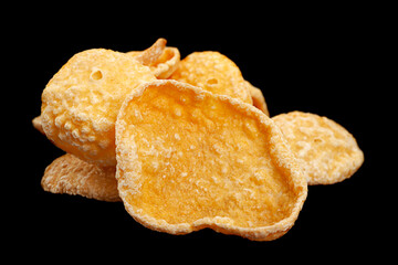 Yellow cornflakes closeup