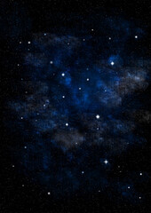 Night sky with stars and nebula. Blue starry sky background.
