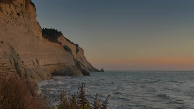 Corfu coastline, high cliffs on the north of an Island, Greece.	

