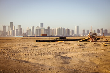 Underground gas pipeline Saadiyat - Reemisland, soul beach, barklee and Louvre cultural village in...
