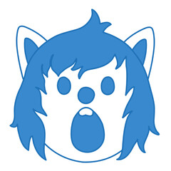 emoticon with a cool wolf screams in fear, color vector clip art on white isolated background