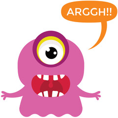 Game cartoon monster growling and yelling