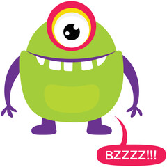 Game cartoon monster growling and yelling